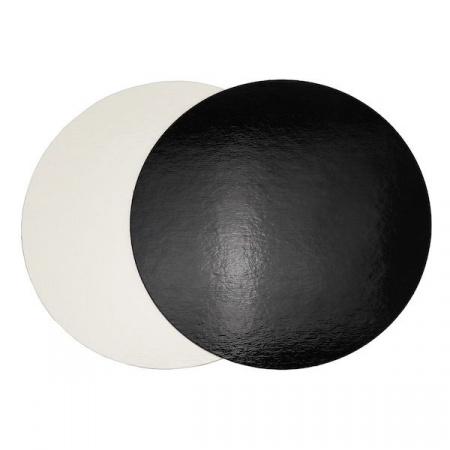 Подложка для торта Чёрный/Жемчуг 2х сторон. 1.8 мм, Ø 200 мм