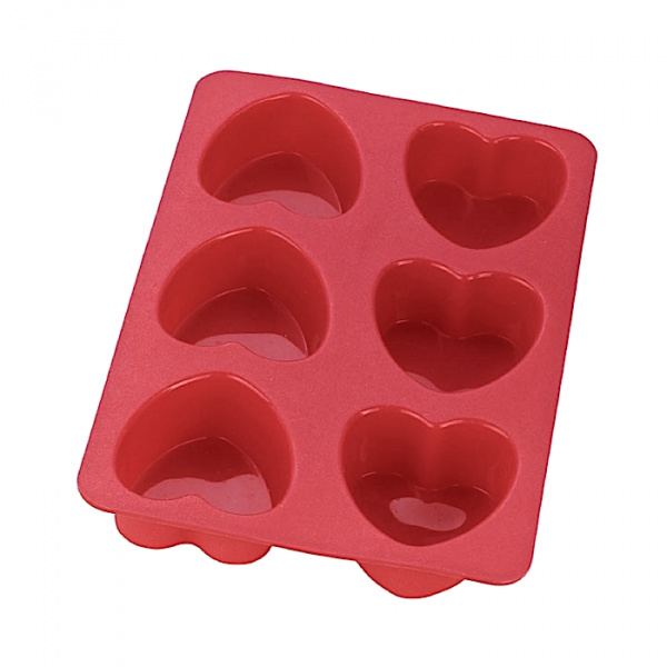 Форма для выпечки силиконовая Сердце 6 фигур 68*35 мм