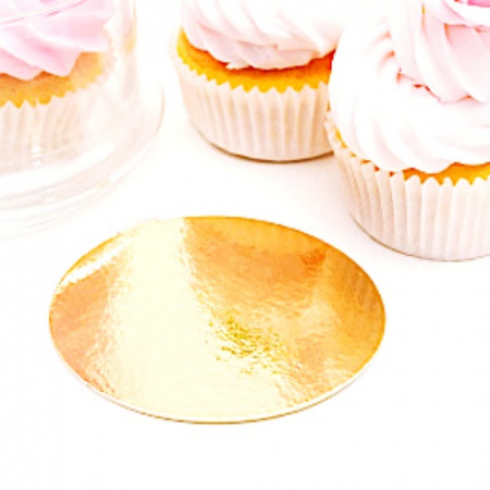 Подложка для пирожных Золото/Жемчуг 2х сторон. 0.8 мм, Ø 90 мм