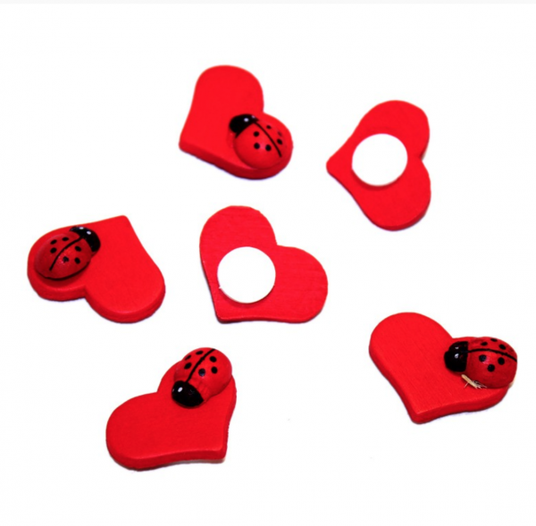 Самоклейка на коробки "божья коровка на сердце" 2.5-3 см, упак. 12 шт