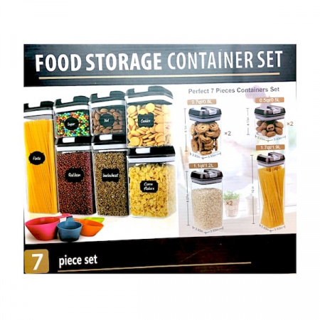 Набор 7 шт пластиковых герметичных контейнеров-баночек для хранения продуктов